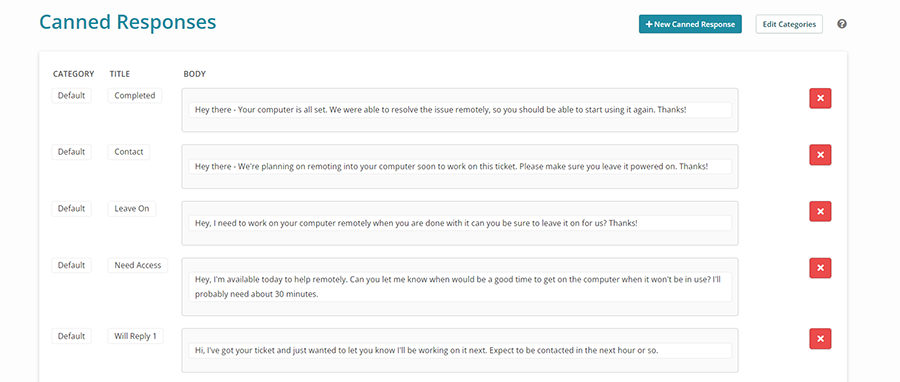 ticket management system - canned templated ticket responses