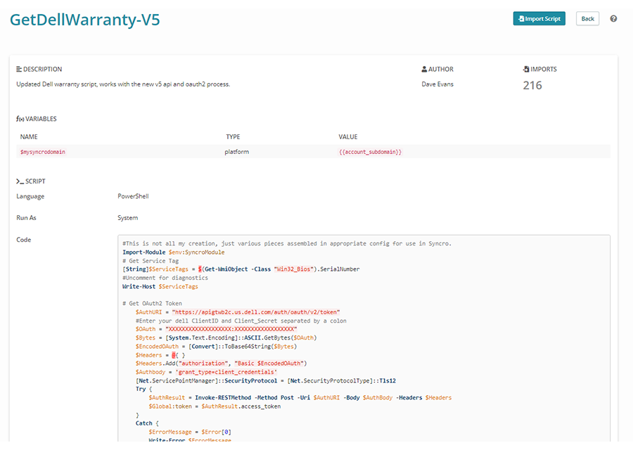 PowerShell scripts: Get Dell warranty info