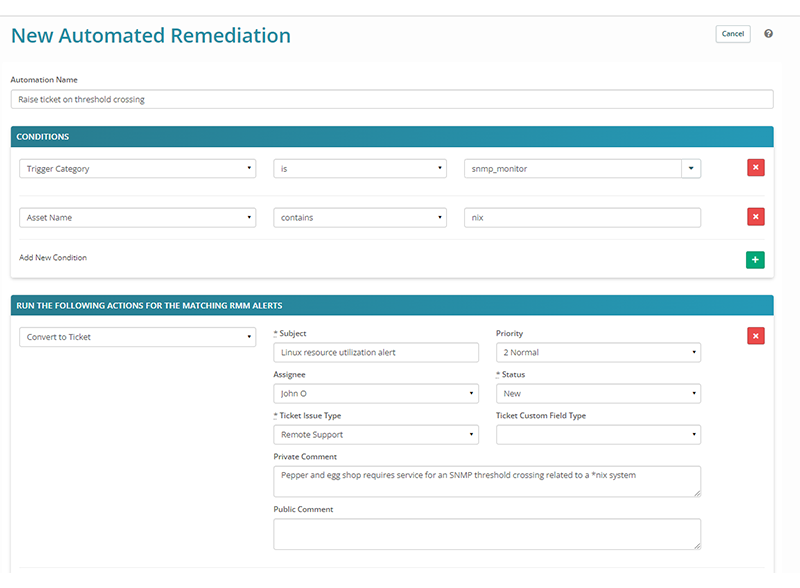 Set up a new automated remediation in Syncro