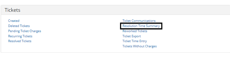 Resolution time summary in Syncro